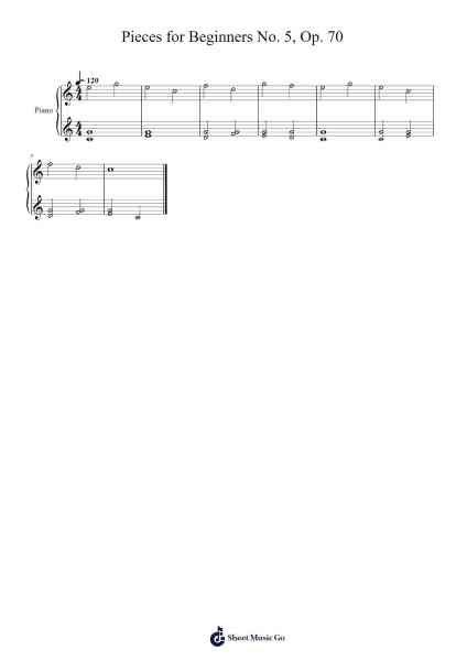 Pieces for Beginners No. 5, Op. 70 Sheet Music by Johann Hermann Berens-Arr.Nyroy Vebe