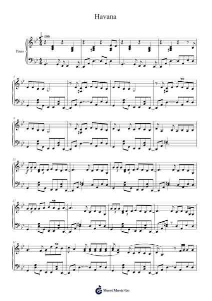 Havana Sheet Music by Camila Cabello/Young Thug-Arr.Flowergess