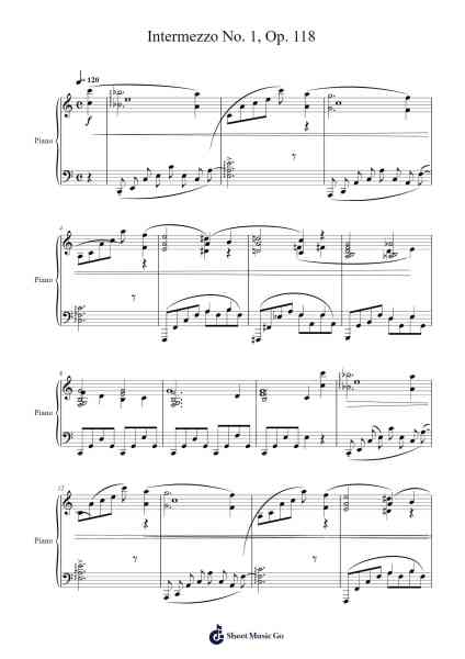Intermezzo No. 1, Op. 118 Sheet Music by Johannes Brahms-Arr.Puhill Wesreen