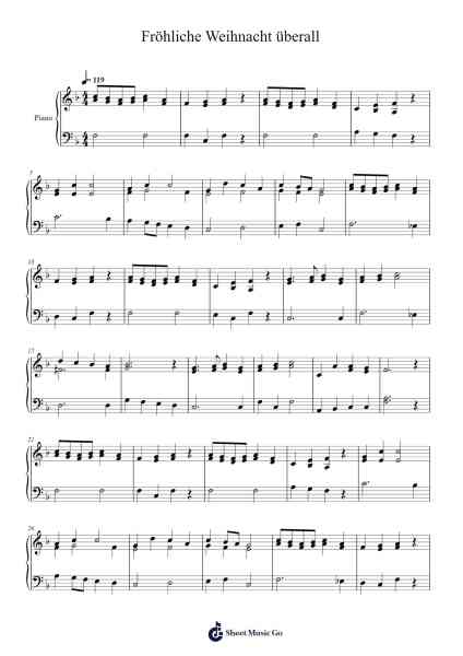 Fröhliche Weihnacht überall Sheet Music by German Traditional-Arr.Bloorfunk Hanlaine