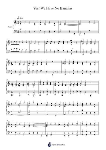 Yes! We Have No Bananas Sheet Music by Irving Cohn/Frank Silver-Arr.Urkuk Joneswat