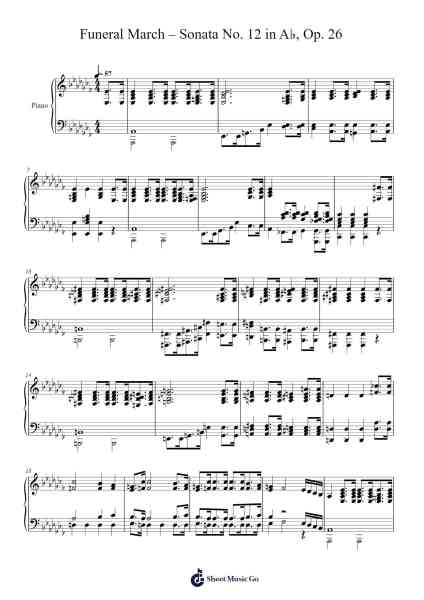 Funeral March – Sonata No. 12 in A♭, Op. 26 Sheet Music by Ludwig van Beethoven-Arr.Theopys