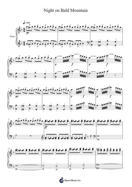 Night on Bald Mountain Sheet Music by Modest Petrovich Mussorgsky-Arr.Lowell
