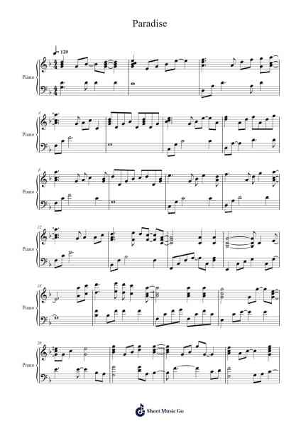Paradise Sheet Music by Coldplay-Arr.Toddgail