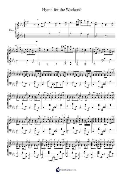 Hymn for the Weekend Sheet Music by Coldplay-Arr.Lamguy Nica