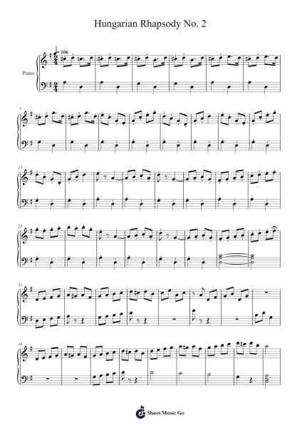 Hungarian Rhapsody No. 2 Sheet Music by Franz Liszt-Arr.Blajeames Yulewood