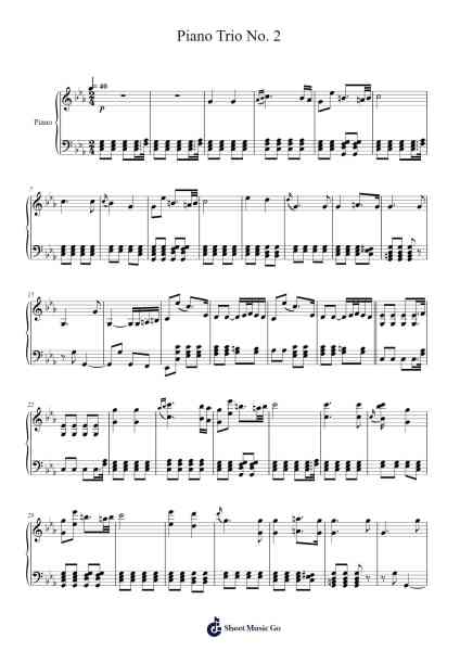 Andante con moto – Piano Trio No. 2 Sheet Music by Franz Schubert-Arr.Latckens