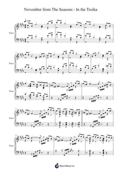 November from The Seasons - In the Troika Sheet Music by Pyotr Tchaikovsky-Arr.Cookelus