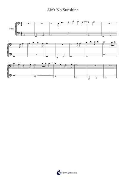 Ain't No Sunshine Sheet Music by Bill Withers-Arr.Melra Consmer