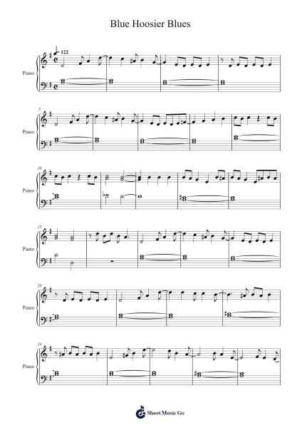 Blue Hoosier Blues Sheet Music by Abel Baer/Cliff Friend/JACK Meskil-Arr.Rhotab