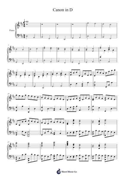 Canon in D Sheet Music by Johann Pachelbel-Arr.Jesphy Vebmons