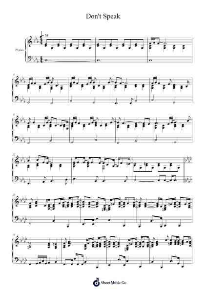 Don't Speak Sheet Music by No Doubt-Arr.Jecie Youngjean