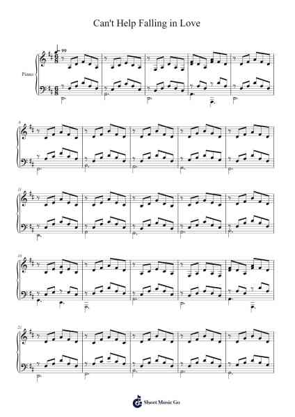 Can't Help Falling in Love With You (without melody) Sheet Music by Elvis Presley-Arr.Campleign Eli