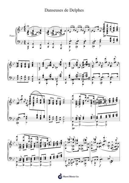Danseuses de Delphes – Prélude No. 1, L.117 Partitura de Claude Debussy-Arr.Clepert