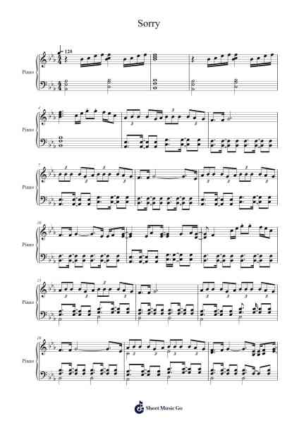 Sorry Partitura de Justin Bieber-Arr.Colhill Crichjo