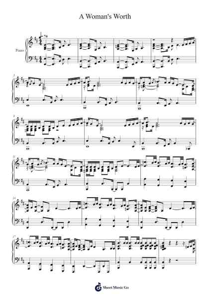 A Woman's Worth Sheet Music by Alicia Keys-Arr.Graynix Johncarr