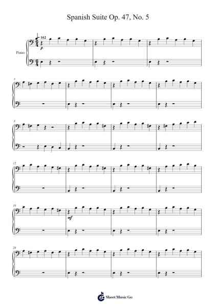 Spanish Suite Op. 47, No. 5 Sheet Music by Isaac Albéniz-Arr.Louisen Jusine