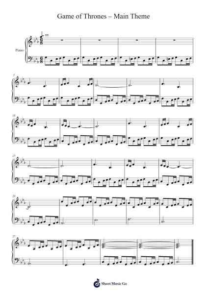 Game of Thrones – Main Theme Sheet Music by Ramin Djawadi-Arr.Duntrick