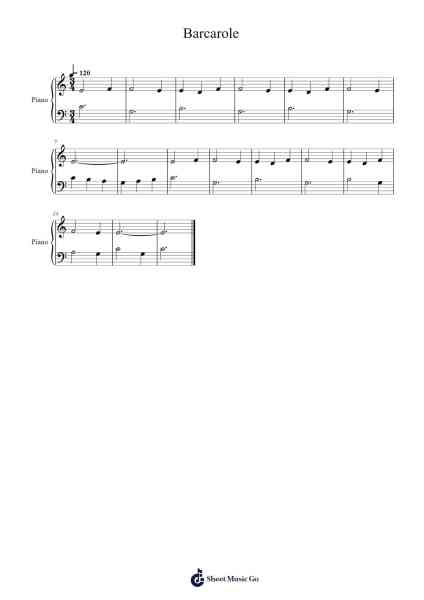 Barcarole Sheet Music by Jacques Offenbach-Arr.Hoodlyle Joyyoung