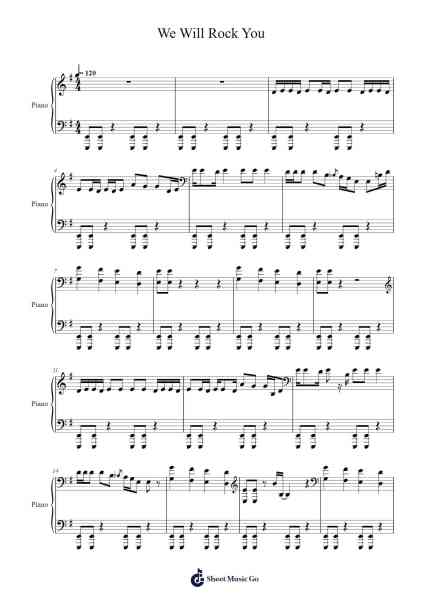 We Will Rock You Musica per pianoforte di Queen - Arr.Kaygill Clarcarr