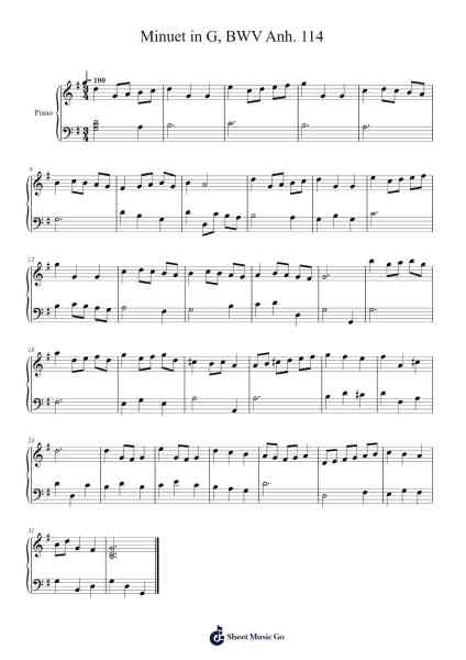Minuet in G, BWV Anh. 114 Sheet Music by Christian Petzold-Arr.Lilrald