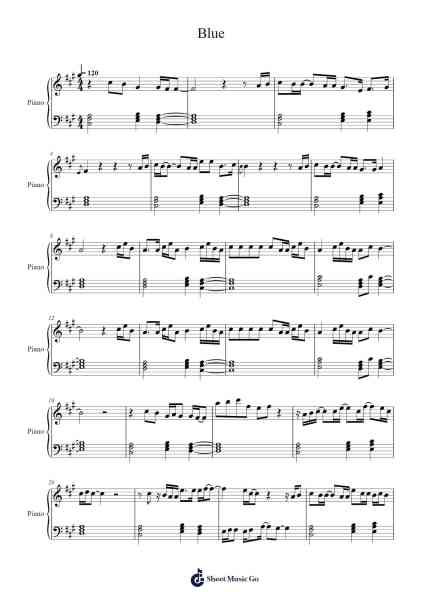 Blue Sheet Music by Troye Sivan-Arr.Primeg