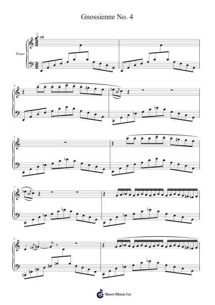 Gnossienne No. 4 Sheet Music by Erik Satie-Arr.Comnions Irlay
