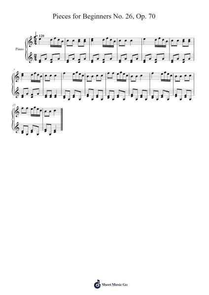 Pieces for Beginners No. 26, Op. 70 Partitura de Johann Hermann Berens-Arr.Luroe Boycefay