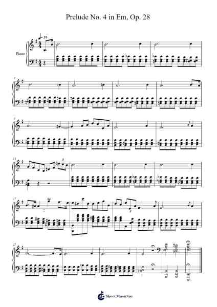 Prelude No. 4 in Em, Op. 28 Sheet Music by Frédéric Chopin-Arr.Jactram Matphael
