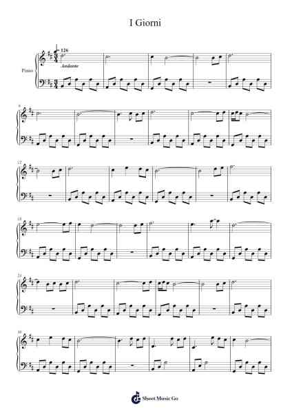 I Giorni Sheet Music by Ludovico Einaudi-Arr.Fitchnolds Hartewy