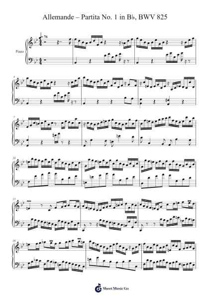 Allemande – Partita No. 1 in B♭, BWV 825 Sheet Music by Johann Sebastian Bach-Arr.Jerhue