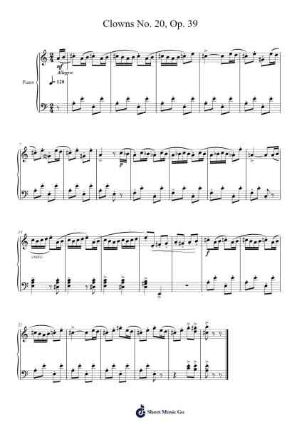 Clowns No. 20, Op. 39 Partitura de Dmitry Kabalevsky-Arr.Viten Sun