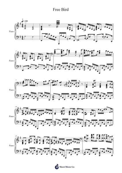 Free Bird Sheet Music by Lynyrd Skynyrd-Arr.Cocon