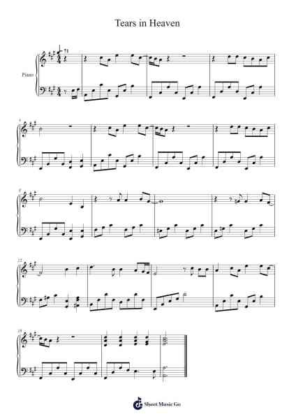 Tears shed in heaven Sheet Music by Eric Clapton-Arr.Lechloe