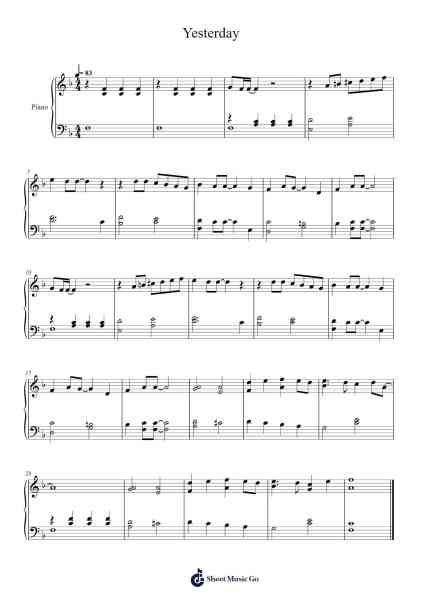 Yesterday Sheet Music by The Beatles-Arr.Cashshop