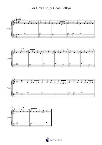 For He's a Jolly Good Fellow Sheet Music by English Traditional-Arr.Drewyes Deirty