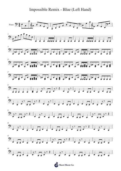 Impossible Remix - Blue (Left Hand) Sheet Music by undefined-Arr.Deirrine Sisibyl
