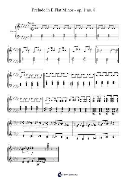 Prelude in E Flat Minor, Op. 1, No. 8 Sheet Music by Jayps-Arr.Derion