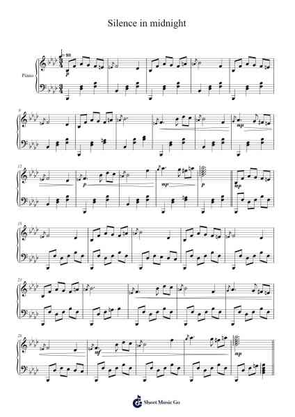 Silence in midnight Sheet Music by Masao Aichi-Arr.Tifliz