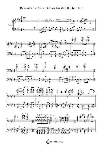 Remarkable Green Color Inside Of The Hair Sheet Music by Lee Gerstmann-Arr.Wolflor Coltrid