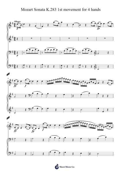 Piano Sonata No. 5 in G Major, K. 283: I. Allegro Sheet Music by Wolfgang Amadeus Mozart-Arr.Matlas