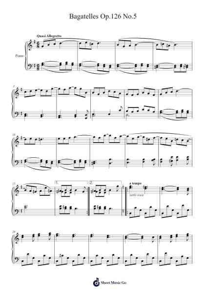 Bagatelles, Op. 126 Sheet Music by Ludwig van Beethoven-Arr.Housebuck Boylejones