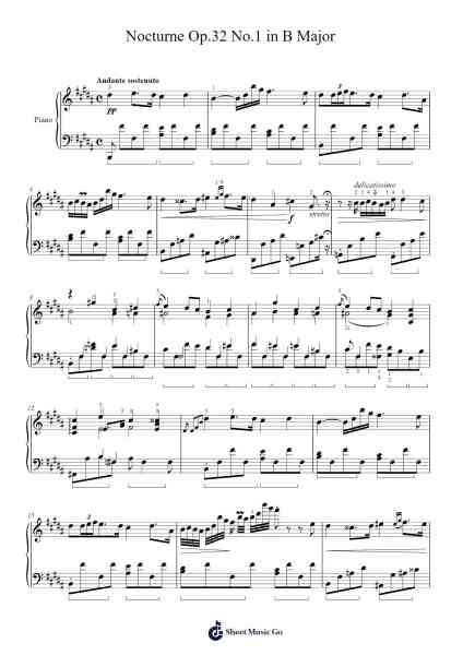 Nocturne in B Major, Op. 32, No. 1 Sheet Music by Frédéric Chopin-Arr.Blabott