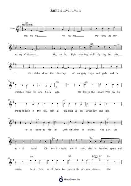 Santa's Evil Twin Sheet Music by PETER HOFFMANN-Arr.Greydre Keithburne