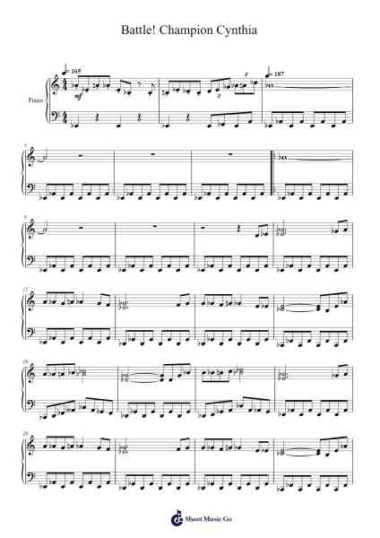 Battle! Champion Cynthia Sheet Music by Junichi Masuda-Arr.Trelyn