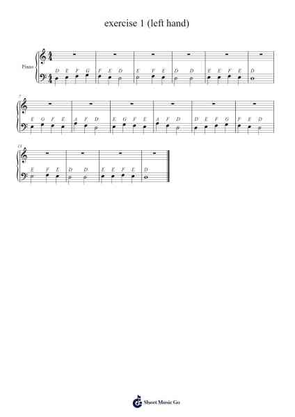 exercise 1 (left hand) Sheet Music by -Arr.Aumeo Glennrine