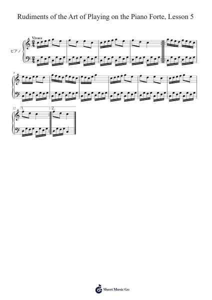 Rudiments of the Art of Playing on the Piano Forte, Lesson 5 Sheet Music by Gottlieb Graupner-Arr.Glosper
