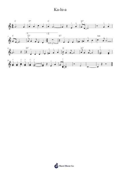 Ka-lu-a Sheet Music by Anne Caldwell-Arr.Giswolf