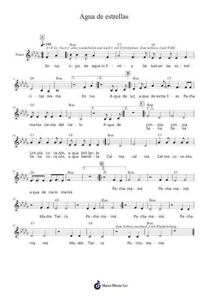 Agua de estrellas Sheet Music by Miguel Molina-Arr.Pubey