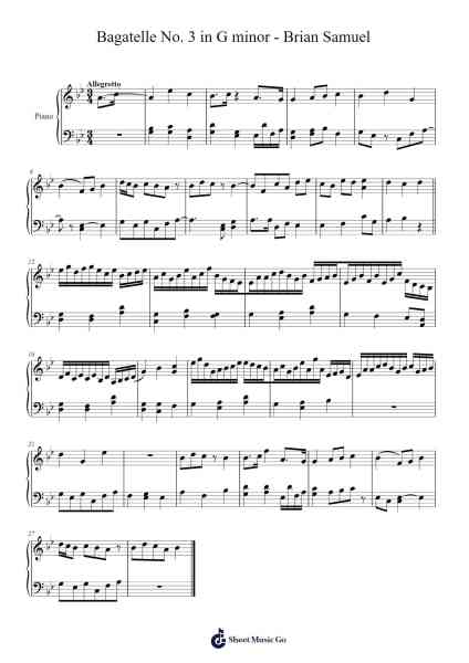 Bagatelle No. 3 in G Minor Sheet Music by Olharte-Arr.Virwey Bloornid